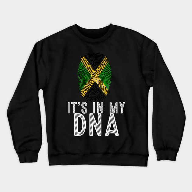 Vintage Patriotic It's In My DNA Jamaica Flag Fingerprint Crewneck Sweatshirt by sevalyilmazardal